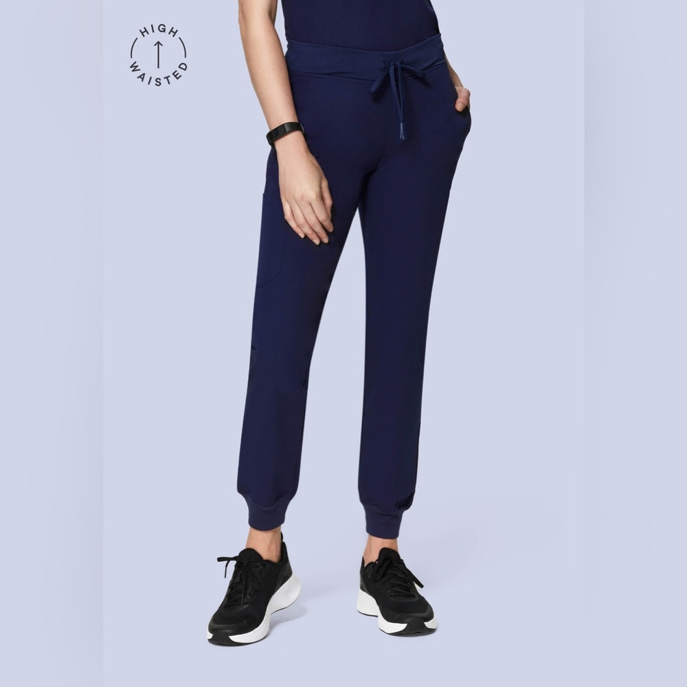 Mandala High Waited Scrub Joggers in Navy